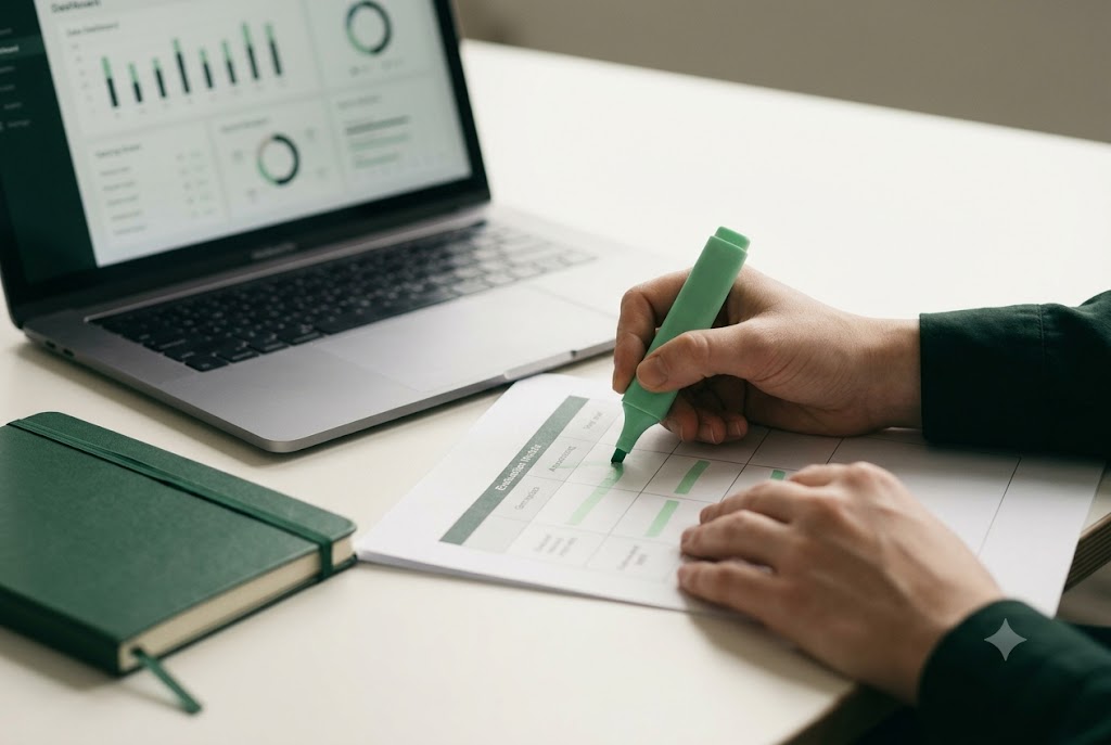 Structured evaluation matrix and analysis dashboard